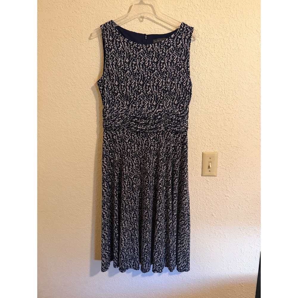 Jessica Howard Dress Midi size 12 Ruched Waist Sleeveless Coastal Old Money